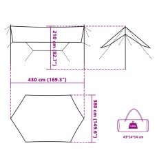 Kempinga tents, zaļa, 430x380x210 cm, ūdensizturīga