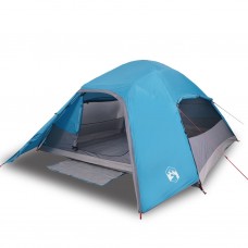 Kempinga telts 4 personām, zila, ūdensnecaurlaidīga