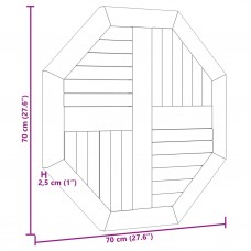 Galda virsma, 70x70x2,5 cm, masīvs tīkkoks, astoņstūra forma