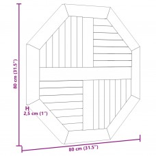 Galda virsma, 80x80x2,5 cm, masīvs tīkkoks, astoņstūra forma