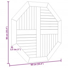 Galda virsma, 90x90x2,5 cm, masīvs tīkkoks, astoņstūra forma