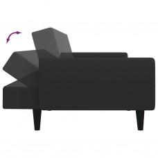 2-vietīga dīvāngulta ar kāju balstu, melns samts
