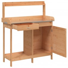 Stādīšanas galds ar skapīti, brūns, 110,5x45x124,5 cm, egle