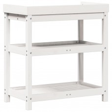 Stādīšanas galds ar plauktiem, balts, 82,5x45x86,5 cm, priede