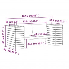 Sols ar puķu kastēm, 167,5x60x65 cm, priedes masīvkoks