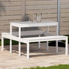 Piknika galds, balts, 110x134x75 cm, priedes masīvkoks