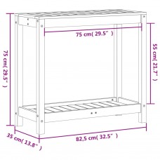 Stādīšanas galds ar plauktu, 82,5x35x75 cm, priedes masīvkoks