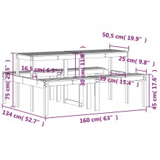 Virtuves galds, vaska brūnas, 160x134x75 cm, priedes masīvkoks