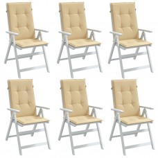 Dārza krēslu spilveni, 6 gab., bēši, 120x50x4 cm, audums