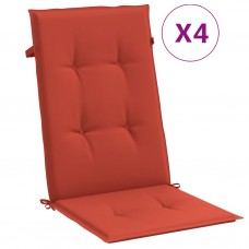 Dārza krēslu spilveni, 4 gab., sarkani, 120x50x4 cm, audums