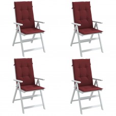 Dārza krēslu spilveni, 4 gab., vīnsarkani, 120x50x4 cm, audums