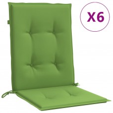 Dārza krēslu spilveni, 6 gab., zaļi, 100x50x4 cm, audums
