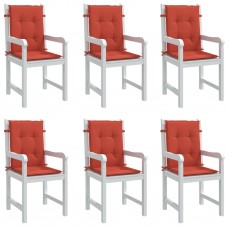 Dārza krēslu spilveni, 6 gab., sarkani, 100x50x4 cm, audums