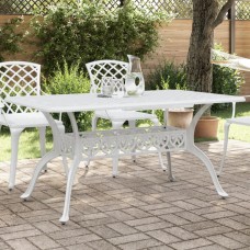 Dārza galds, balts, 150x90x72 cm, liets alumīnijs
