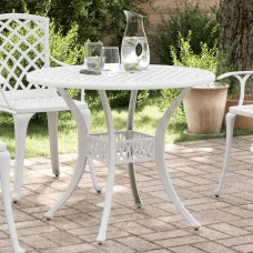 Dārza galds, balts, ø90x75 cm, liets alumīnijs