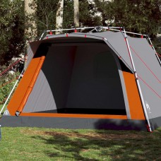 Kempinga telts 4 personām, pelēka, oranža, ātri saliekama