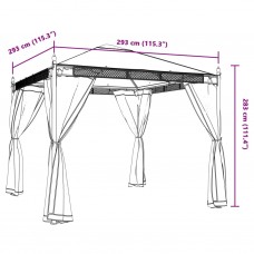 Dārza nojume ar tīkla sienām, 2,93x2,93 m, tērauds, krēmkrāsas