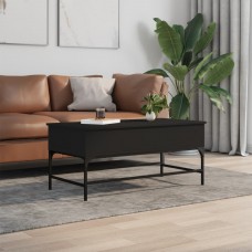 Kafijas galdiņš, melns, 100x50x45 cm, inženierijas koks, metāls
