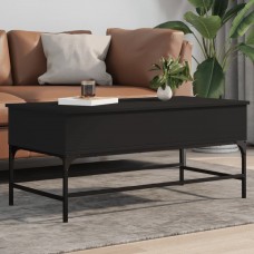 Kafijas galdiņš, melns, 100x50x45 cm, inženierijas koks, metāls