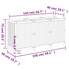 Puķu kaste ar ieliktni, 150x50x75 cm, akācijas masīvkoks