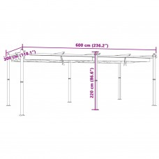 Dārza nojume ar izvelkamu jumtu, 3x6 m, krēmkrāsas