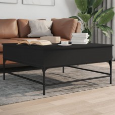 Kafijas galdiņš, melns, 95x95x45 cm, inženierijas koks, metāls