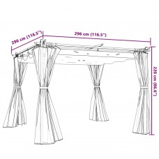 Dārza nojume ar aizkariem, 3x3 m, tērauds, antracītpelēks