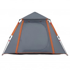 Kempinga telts 4 personām, kupola forma, pelēka, oranža