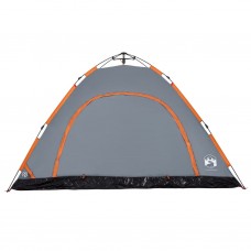 Kempinga telts 5 personām, pelēka, oranža, ūdensnecaurlaidīga
