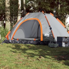 Kempinga telts 5 personām, pelēka, oranža, ūdensnecaurlaidīga