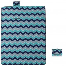 Piknika sega, salokāma, zili viļņi, 200x150 cm, samts