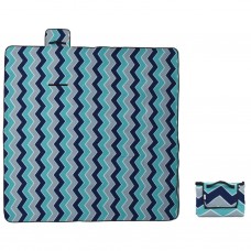 Piknika sega, salokāma, zili viļņi, 200x200 cm, samts