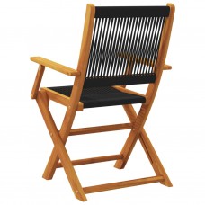 Saliekami dārza krēsli, 8 gab., melni, akācijas masīvkoks