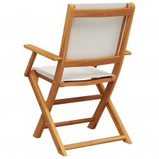 Salokāmi dārza krēsli, 6 gab., krēmbalts audums un masīvkoks