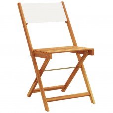 Salokāmi dārza krēsli, 8 gab., krēmbalts audums un masīvkoks