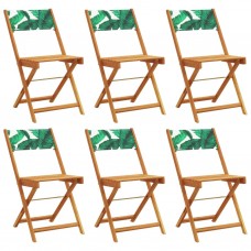 Salokāmi dārza krēsli, 6 gab., zaļš, audums un masīvkoks