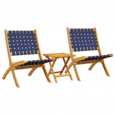 Saliekami dārza krēsli, 2 gab., ar galdu tumši zils, masīvkoks