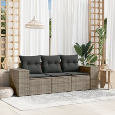 3-daļīgs dārza dīvāna komplekts ar matračiem, pelēks pe pinums