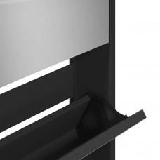 Apavu plaukts ar spoguli, 5 nodalījumi, melns, 63x17x169,5 cm
