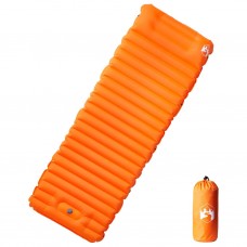 Pašpiepūšams kempinga matracis ar iebūvētu spilvenu, oranžs