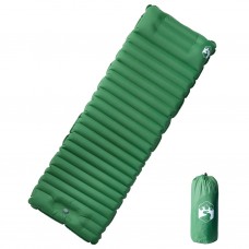 Pašpiepūšams kempinga matracis ar iebūvētu spilvenu, zaļš