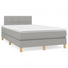 Atsperu gulta ar matraci, gaiši pelēka audums, 120x190 cm
