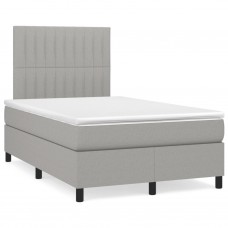 Atsperu gulta ar matraci, gaiši pelēka audums, 120x190 cm