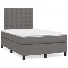 Atsperu gulta ar matraci, balta, 120x190 cm, mākslīgā āda
