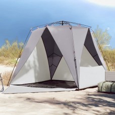 Pludmales telts 4 personām, pelēka, ūdensnecaurlaidīga
