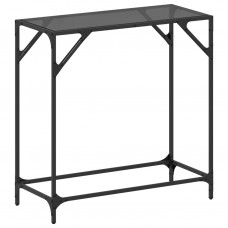 Konsoles galds ar melnu stikla virsmu, 80x35x81 cm, tērauds
