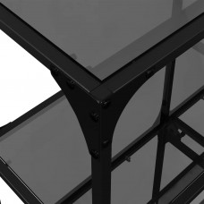 Konsoles galds ar melnu stikla virsmu, 98x30x81 cm, tērauds