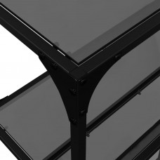 Konsoles galds ar melnu stikla virsmu, 158,5x30x81 cm, tērauds