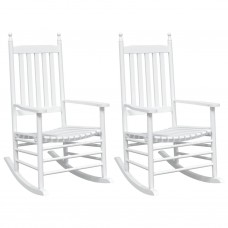 Šūpuļkrēsli ar izliektu sēdekli, 2 gab., balti, egles masīvkoks