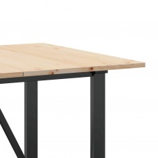 Virtuves galds, o-rāmis, 140x80x75 cm, priedes koks, čuguns